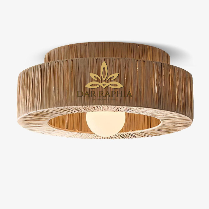 Design sans titre (79) Handwoven Raffia Ceiling Light – Modern Style - Image 3