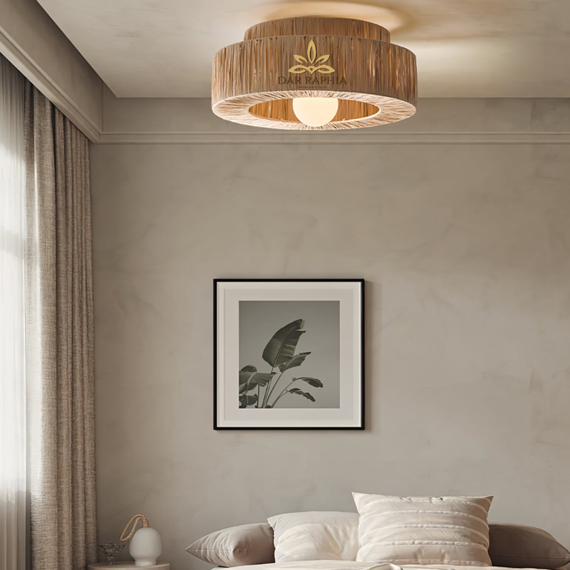 Design sans titre (81) Handwoven Raffia Ceiling Light – Modern Style