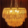 Raffia Cascade Lamp-Handmade Raffia Chandelier