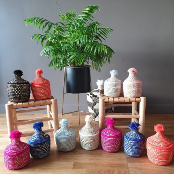 handwoven berber basket – made of wicker and wool