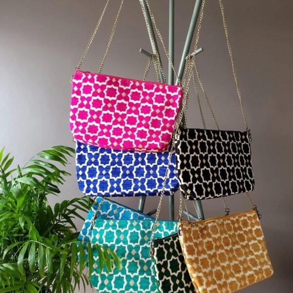 moroccan velvet & gold thread clutch